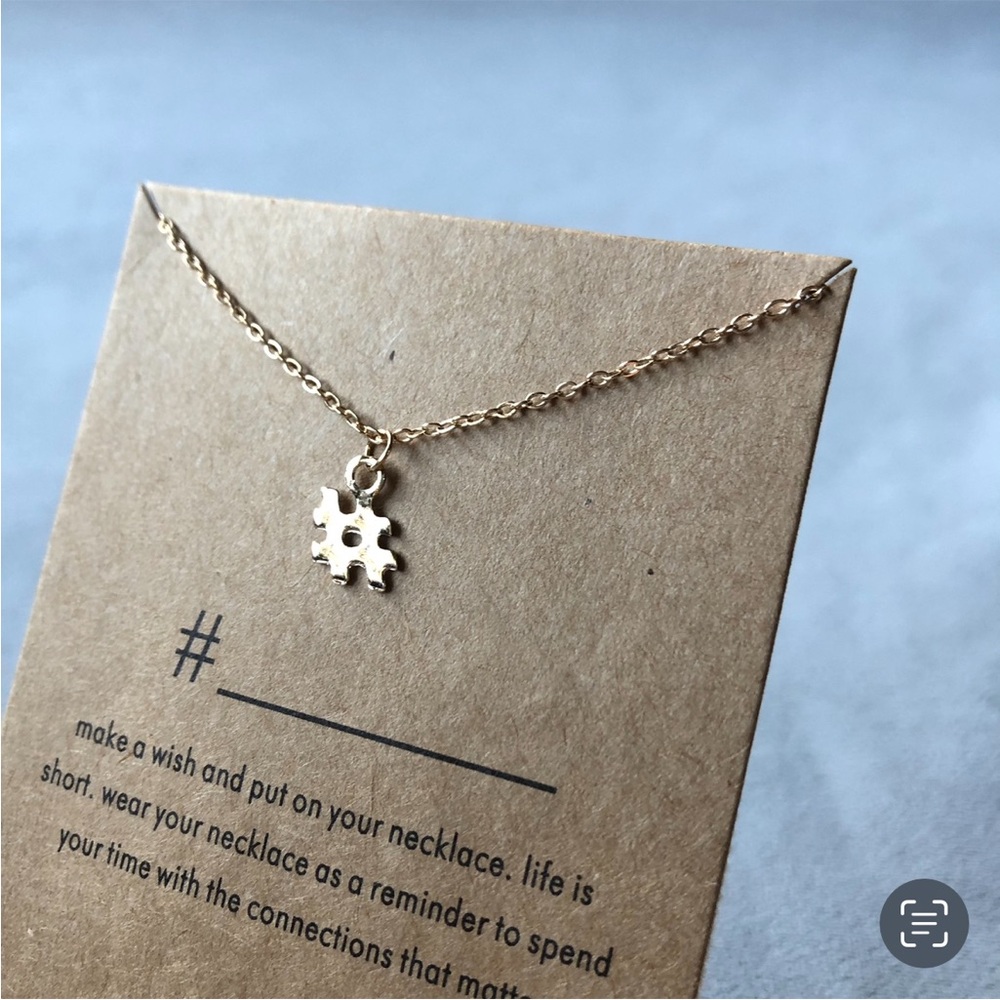 Hashtag Pendant # ~ Gold Tone Adjustable Necklace ~ Brand New!